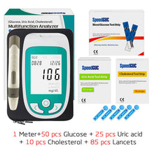 Load image into Gallery viewer, 3in1 Multi-Function Cholesterol&amp;Uric acid&amp; Blood glucose meter glucometer kit Diabetes Gout Tester Monitor Device &amp; Test Strips - Online Health pro
