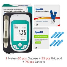 Load image into Gallery viewer, 3in1 Multi-Function Cholesterol&amp;Uric acid&amp; Blood glucose meter glucometer kit Diabetes Gout Tester Monitor Device &amp; Test Strips - Online Health pro
