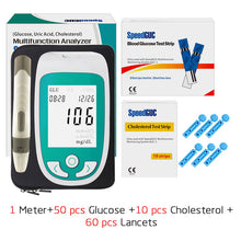 Load image into Gallery viewer, 3in1 Multi-Function Cholesterol&amp;Uric acid&amp; Blood glucose meter glucometer kit Diabetes Gout Tester Monitor Device &amp; Test Strips - Online Health pro
