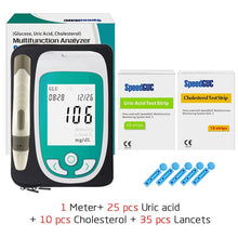 Load image into Gallery viewer, 3in1 Multi-Function Cholesterol&amp;Uric acid&amp; Blood glucose meter glucometer kit Diabetes Gout Tester Monitor Device &amp; Test Strips - Online Health pro
