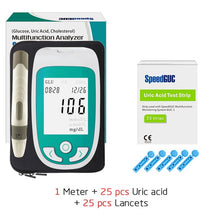 Load image into Gallery viewer, 3in1 Multi-Function Cholesterol&amp;Uric acid&amp; Blood glucose meter glucometer kit Diabetes Gout Tester Monitor Device &amp; Test Strips - Online Health pro
