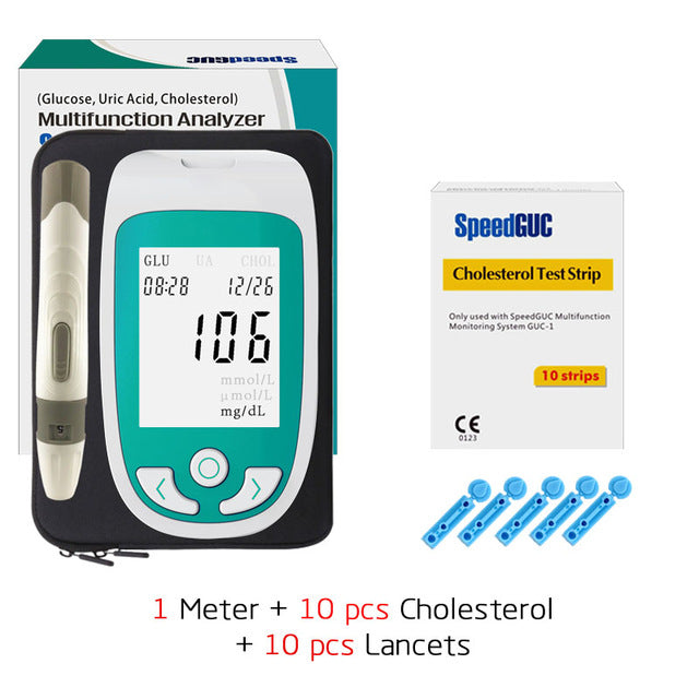 3in1 Multi-Function Cholesterol&Uric acid& Blood glucose meter glucometer kit Diabetes Gout Tester Monitor Device & Test Strips - Online Health pro