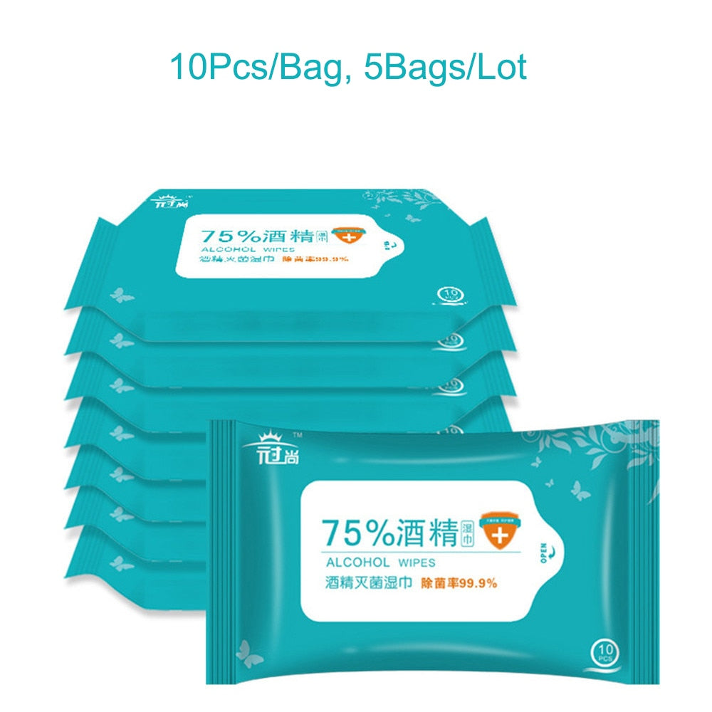 50PCS Alcohol Wipes Disinfection Antibacterial Wet Wipes Antiseptic Alcohol Pad Portable Disinfectant Wipes Sterilization Alchol - Online Health pro