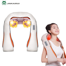 Load image into Gallery viewer, JinKaiRui U Shape Electrical Shiatsu Massager Shawl Roller Heat Massage Electric Pain Neck and Shoulder Multi-function Massagem - Online Health pro

